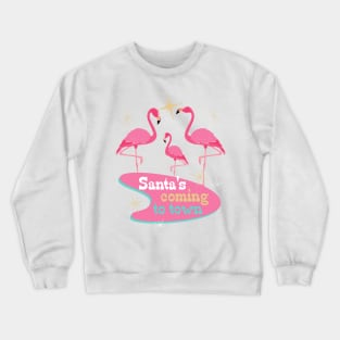 Retro Flamingos Midcentury Modern Christmas Crewneck Sweatshirt